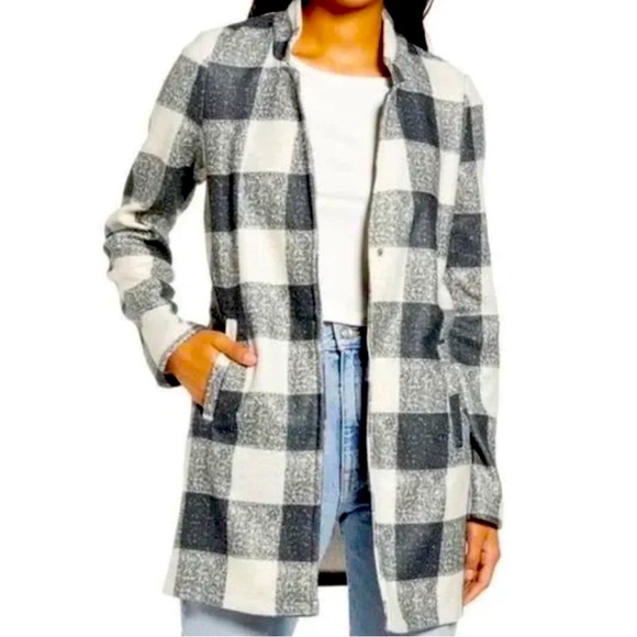 NWT Vero Moda Katrine Brushed Check Jacket Carson Knit Size M - Picture 3 of 8